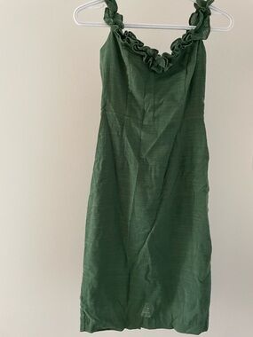 PETAL & PUP Florez Dress - Green Ruffle Strap Midi Dress Off The Shoulder
